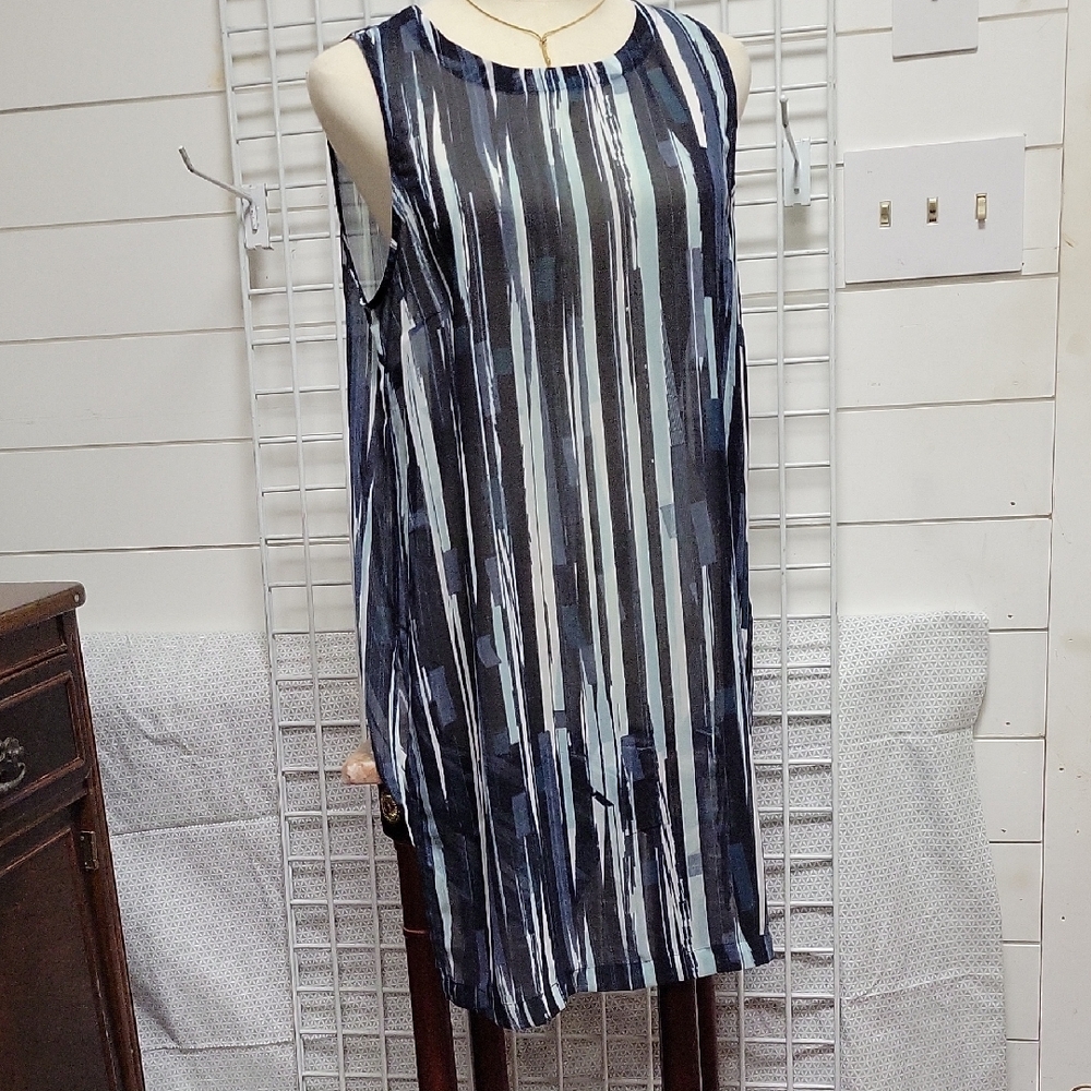 Elegant Striped Sleeveless Top, Tunic, 106